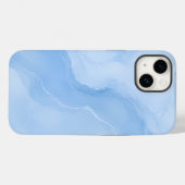 ソフトブルーの大理石抽象パターン Case-Mate iPhoneケース (裏面 (横))