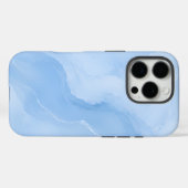 ソフトブルーの大理石抽象パターン Case-Mate iPhoneケース (裏面 (横))