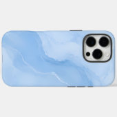 ソフトブルーの大理石抽象パターン Case-Mate iPhoneケース (裏面 (横))
