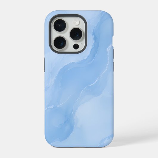 ソフトブルーの大理石抽象パターン iPhoneケース (裏面)