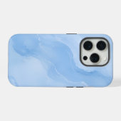 ソフトブルーの大理石抽象パターン iPhoneケース (裏面横)