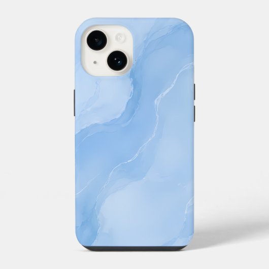ソフトブルーの大理石抽象パターン iPhoneケース (裏面)