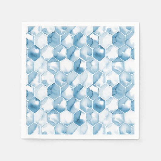ソフトブルーの水色のカノタイプパターン スタンダードカクテルナプキン (正面)