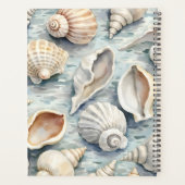 ソフトブルーの沿岸の貝殻水彩 プランナー手帳 (裏面)