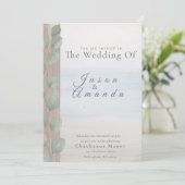 ソフトブルーの洗練されたビーチ 招待状 (スタンド正面)