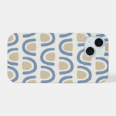 ソフトブルーの海岸風アーチ幾何学模様 iPhone 15ケース (裏面横)