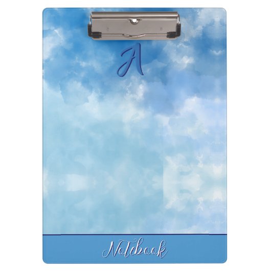ソフトブルーの空 水彩雲 クリップボード (正面)