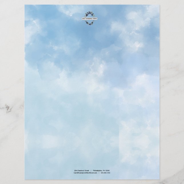 ソフトブルーの空 水彩雲 レターヘッド (正面)