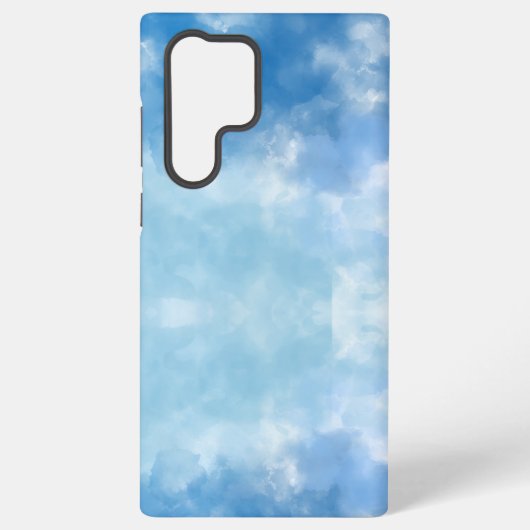 ソフトブルーの空 水彩雲 iPhoneケース Samsung Galaxyケース (裏面)