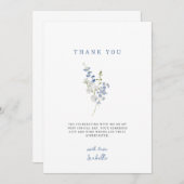 ソフトブルーの繊細な花束 サンキューカード (正面/裏面)