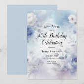 ソフトブルーの花とラベンダーミスト 招待状 (正面/裏面)