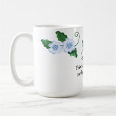 ソフトブルーの花と友情の言葉 コーヒーマグカップ (左)