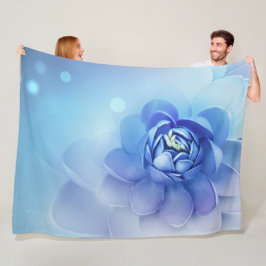 ソフトブルーの花の水彩ブルームデザイン フリースブランケット