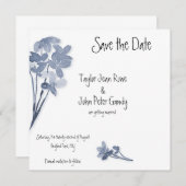 ソフトブルーの花の結婚式 Save the Date セーブザデート (正面/裏面)