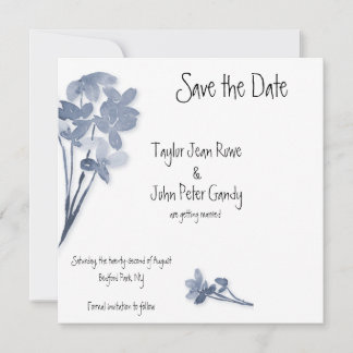 ソフトブルーの花の結婚式 Save the Date セーブザデート