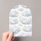 ソフトブルーの花柄エレガントロマンティックボタニカル アクリル招待状 (インサイチュ (ポータブル))