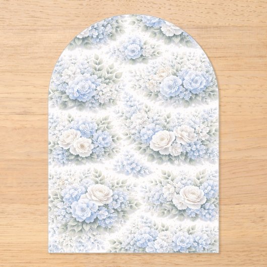 ソフトブルーの花柄エレガントロマンティックボタニカル アクリル招待状 (正面)