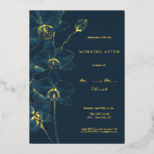 ソフトブルーの蘭の朝の余韻 箔招待状 (正面)