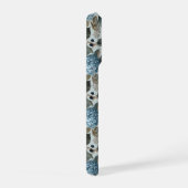 ソフトブルーアジサイグレー花柄 iPhoneケース (右側面)