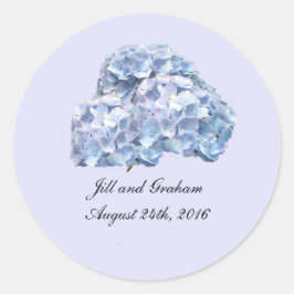 ソフトブルーアジサイ丸ステッカー ラウンドシール