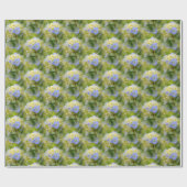 ソフトブルーアジサイ花柄自然 ラッピングペーパー (フラット)