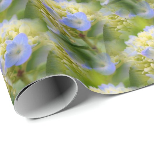 ソフトブルーアジサイ花柄自然 ラッピングペーパー (ロールコーナー)