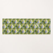 ソフトブルーアジサイ花自然 パーソナライズされた ヨガマット (正面(横))