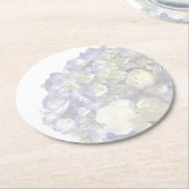 ソフトブルーアジサイ ラウンドペーパーコースター (アングル)