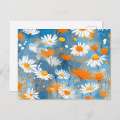 ソフトブルーウォッシュのワイルドフラワームーブメント ポストカード (正面/裏面)