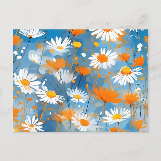 ソフトブルーウォッシュのワイルドフラワームーブメント ポストカード (正面)