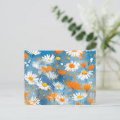 ソフトブルーウォッシュのワイルドフラワームーブメント ポストカード (スタンド正面)