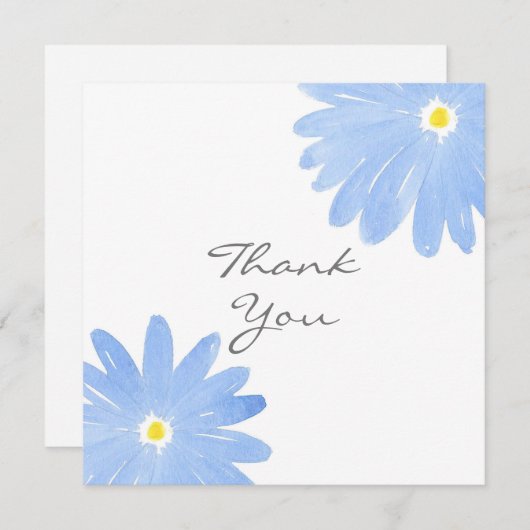 ソフトブルーウォーターのカラーデイジー サンキューカード (正面/裏面)