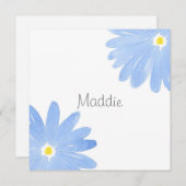 ソフトブルーウォーターのカラーデイジー ノートカード (正面/裏面)