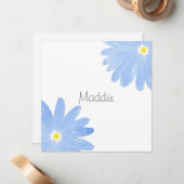 ソフトブルーウォーターのカラーデイジー ノートカード (正面/裏面インサイチュ)