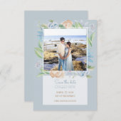 ソフトブルーウォーターの色のスケッチフローラ セーブザデート (正面/裏面)