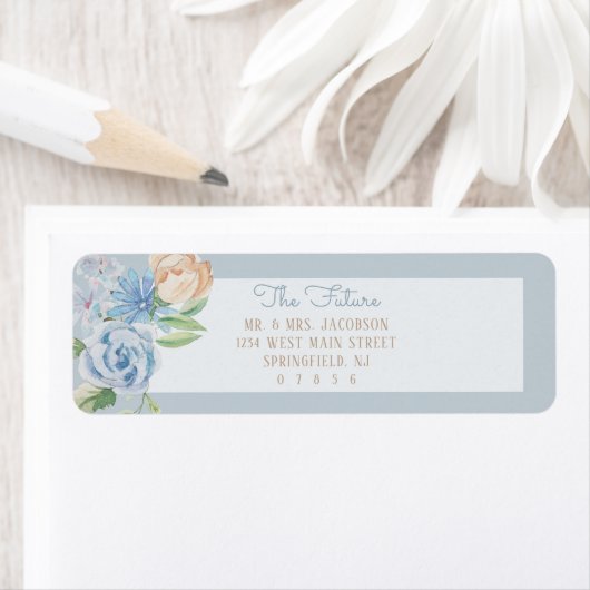 ソフトブルーウォーターの色のスケッチフローラ ラベル (インサイチュ)