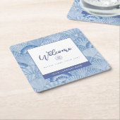 ソフトブルーウォーターカラーシーシェルスクエア紙コースター スクエアペーパーコースター (アングル)