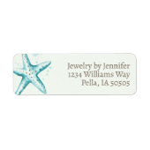 ソフトブルーウォーターカラーヒトデスタイリッシュ海ビーチ ラベル (正面)