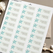 ソフトブルーウォーターカラーヒトデスタイリッシュ海ビーチ ラベル