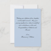 ソフトブルーウォーター結婚カラーフローラの祝い カード (裏面)