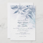 ソフトブルーウォーター葉カラーの結婚 招待状 (正面)