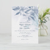 ソフトブルーウォーター葉カラーの結婚 招待状 (スタンド正面)