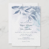 ソフトブルーウォーター葉カラーの結婚 招待状 (正面)