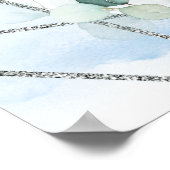 ソフトブルーエレガントウォーター色フローラシルバーウェルカム ポスター (角)