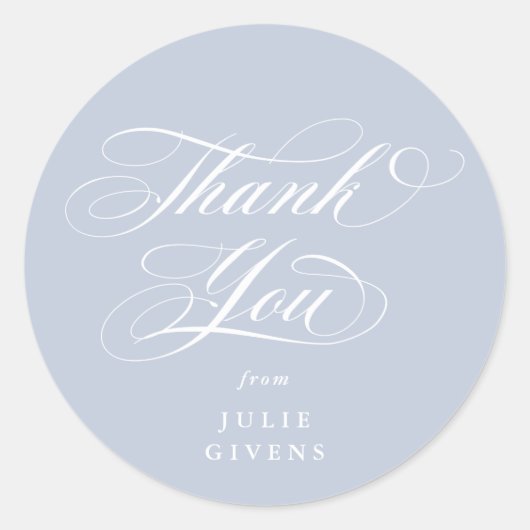 ソフトブルーエレガントスクリプト卒業 ラウンドシール (正面)