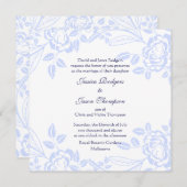 ソフトブルーエレガントバラ結婚式招待状 招待状 (正面/裏面)