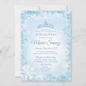 ソフトブルーエレガント&ストリングライトMis Quince招待状 招待状 (正面)