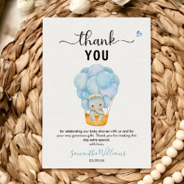 ソフトブルーエレファントホットエアバルーン赤ちゃんシャワー サンキューカード