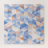 ソフトブルーオレンジ色の三角形 ジグソーパズル (横)