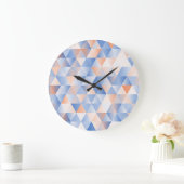 ソフトブルーオレンジ色の三角形 ラージ壁時計 (ホーム)